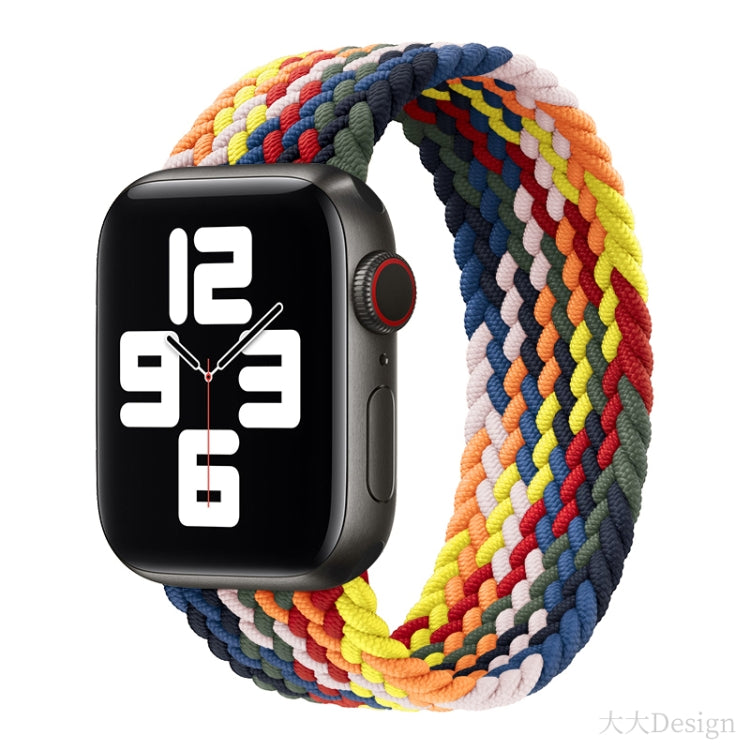 3 PCS Nylon Single-turn Braided Watch Band For Apple Watch Series 8&7 41mm / SE 2&6&SE&5&4 40mm / 3&2&1 38mm, Length:135mm (Rainbow + Colour + Strawberry Red)