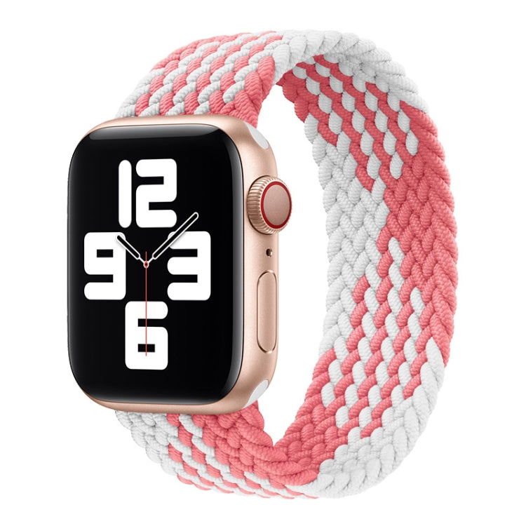 3 PCS Nylon Single-turn Braided Watch Band For Apple Watch Series 8&7 41mm / SE 2&6&SE&5&4 40mm / 3&2&1 38mm, Length:135mm (W Blue White + Z Pink White + Z Blue Pink)