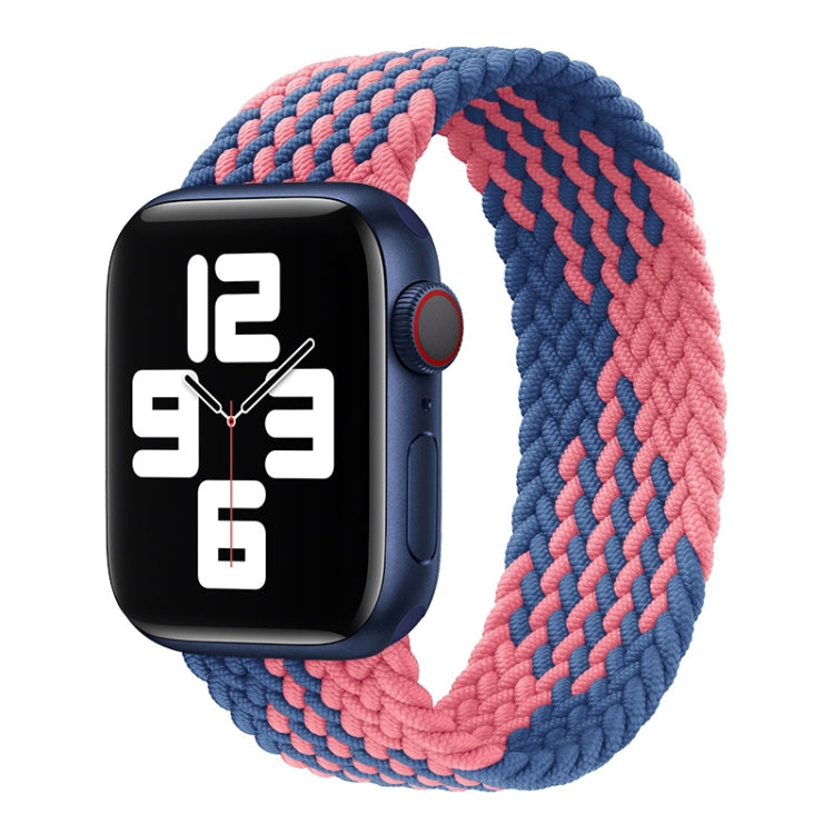 3 PCS Nylon Single-turn Braided Watch Band For Apple Watch Series 8&7 41mm / SE 2&6&SE&5&4 40mm / 3&2&1 38mm, Length:135mm (W Blue White + Z Pink White + Z Blue Pink)