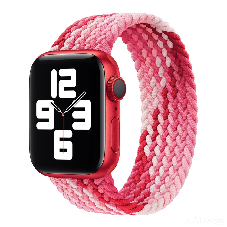 3 PCS Nylon Single-turn Braided Watch Band For Apple Watch Series 8&7 41mm / SE 2&6&SE&5&4 40mm / 3&2&1 38mm, Length:135mm (Rainbow + Colour + Strawberry Red)