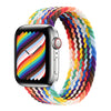 3 PCS Nylon Single-turn Braided Watch Band For Apple Watch Series 8&7 41mm / SE 2&6&SE&5&4 40mm / 3&2&1 38mm, Length:135mm (Rainbow + Colour + Strawberry Red)