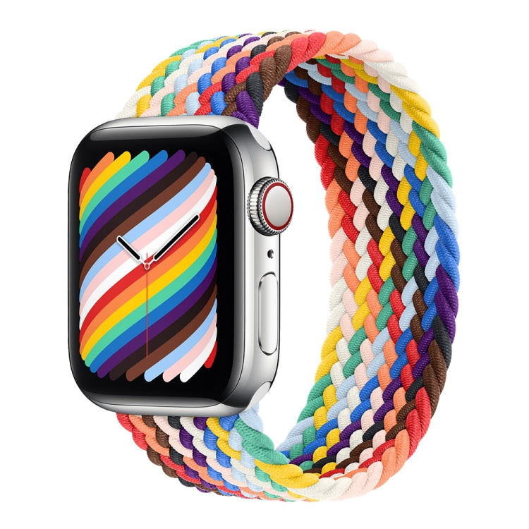 3 PCS Nylon Single-turn Braided Watch Band For Apple Watch Series 8&7 41mm / SE 2&6&SE&5&4 40mm / 3&2&1 38mm, Length:135mm (Rainbow + Colour + Strawberry Red)