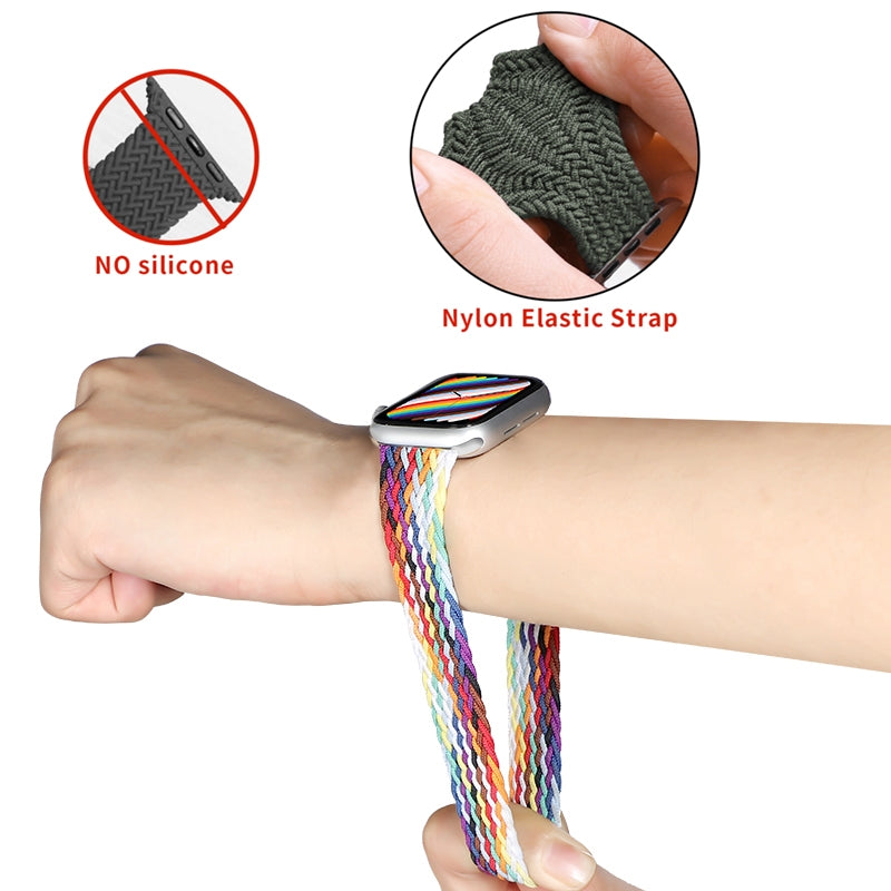 Nylon Single-turn Braided Watch Band For Apple Watch Series 8&7 41mm / SE 2&6&SE&5&4 40mm / 3&2&1 38mm, Length:135mm (Pearl White)