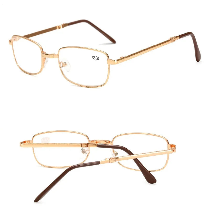 Foldable Reading Glasses Folding Presbyopia Men Women Metal Retro Computer Reading Glasses with Case 1.0 1.5 2.0 2.5 3.0 3.5 4.0