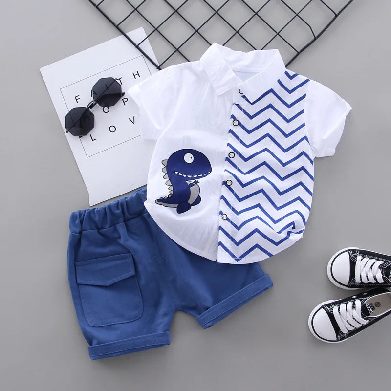 New Fashion Summer Baby Clothes For Boys Children Cartoon Shirt Shorts 2pcs/Sets Kids Clothing Toddler Casual Cotton Tracksuits