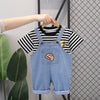 12M-5Y Toddler Boys Sets Striped T-Shirt Denim Overalls