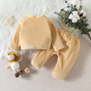 Newborn 0-6M Sets Solid Color Velvet Pullover And Footie Pants