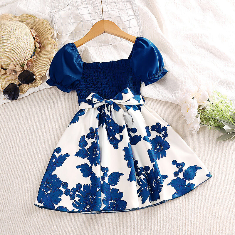 3-7Y Toddler Girls Puff Sleeve Floral Smocked Dresses