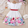 4-9Y Kids Girls Resort Ruffle Sleeve Flower Dresses Clothing Kidswear