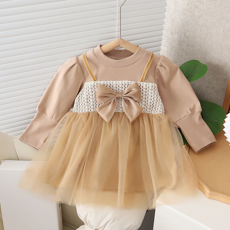 Toddler Girls 9M-4Y Puff Sleeve Bow Mesh Dress