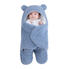 0-6M Solid Color Fleece Sleeping Bag With Ear Style Kid