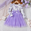 Kids Girls 4-9Y Floral Patchwork Mesh Dresses Clothing Kids wear