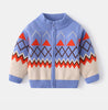 Kid Boy Knitted Geometric Pattern Printing Cardigan Sweater Cardigans