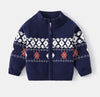 Kid Boy Knitted Geometric Pattern Printing Cardigan Sweater Cardigans