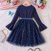 Kids Girls 4-9Y Bell Sleeve Star Mesh Princess Dress