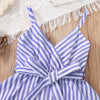 18M-6Y Toddler Girls Sling V-Neck Striped Strap Dresses