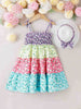 Toddler Girls Rainbow Floral Sling Dresses And Hats