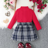 Toddler Girls Sets Turtleneck Tops And Bow Plaid Skirts Girls Clothes Holiday Wear