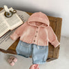 Baby 3-24M Solid Color Pocket Knitted Hooded Sweater Jackets Baby Clothes Knitwear