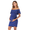 Off-Shoulder Solid Color Midi Dresses Maternity Nursing Clothes MATERNITY