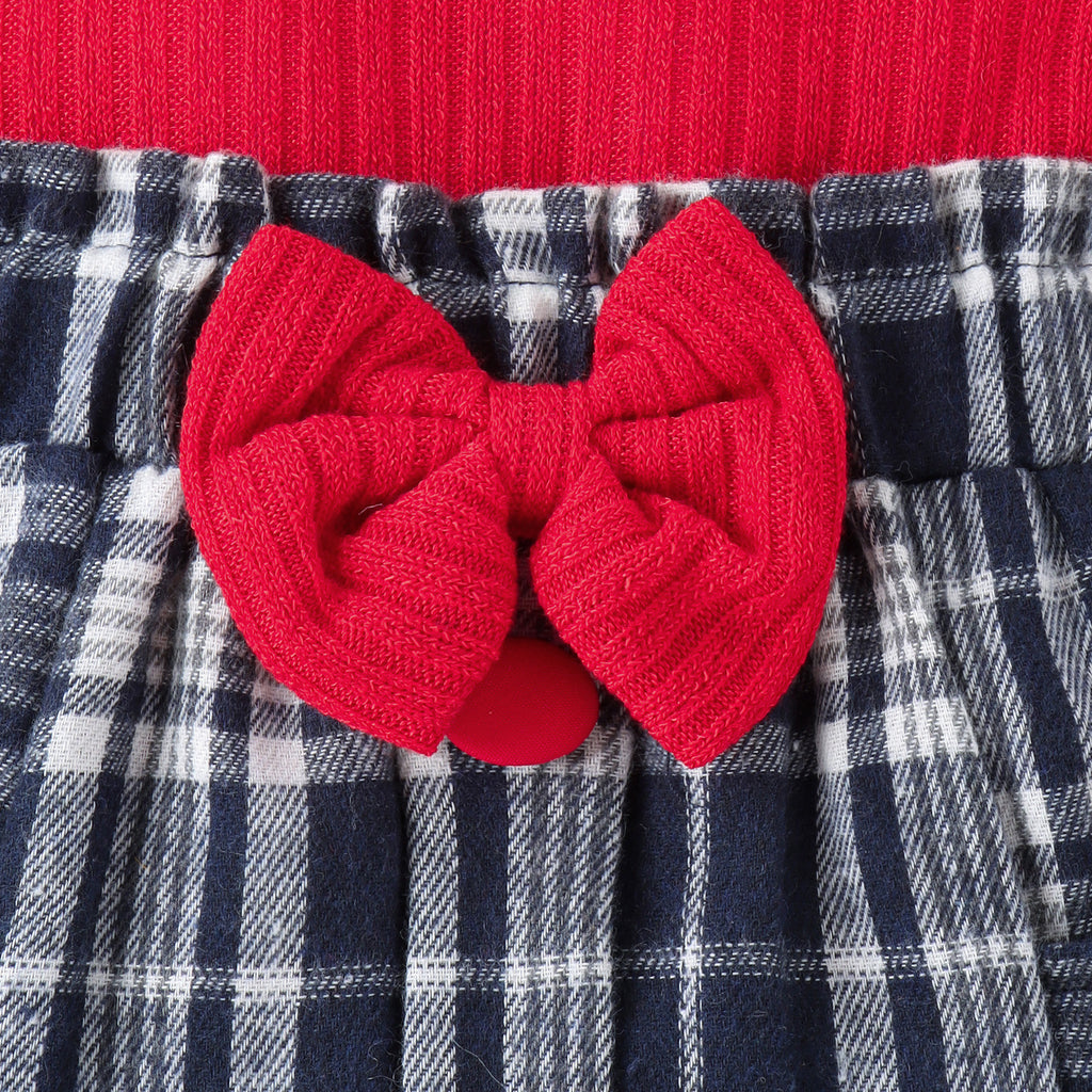 Toddler Girls Sets Turtleneck Tops And Bow Plaid Skirts Girls Clothes Holiday Wear