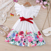 4-9Y Kids Girls Resort Ruffle Sleeve Flower Dresses Clothing Kidswear