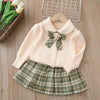 Toddler Girls 18M-6Y Sets Knitted Bowtie Cardigan Sweater Girls Clothes Knitwear