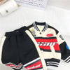 18M-8Y Letter Print Color Block Button Warm Coat Jacket Boy