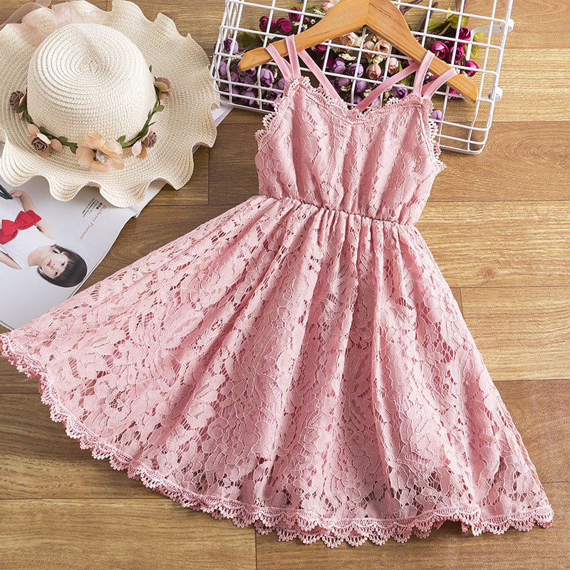 2-7Y Toddler Girls Lace Sling Dresses