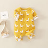 Baby 0-18M Duck Print Knitted Button Jumpsuit Baby Clothing  Knitwear