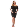 Off-Shoulder Solid Color Midi Dresses Maternity Nursing Clothes MATERNITY