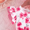 -7Y Toddler Girls Flying Sleeve Floral Print Mesh Dress