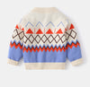 Kid Boy Knitted Geometric Pattern Printing Cardigan Sweater Cardigans