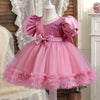 Toddler Girls 9M-5Y Puff Sleeve Bow Mesh Princess Dress