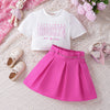 Kids 4-9Y Girls Sets Letter Cropped Tops And Skirts