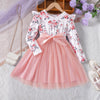 Kids Girls 4-9Y Floral Patchwork Mesh Dresses Clothing Kids wear