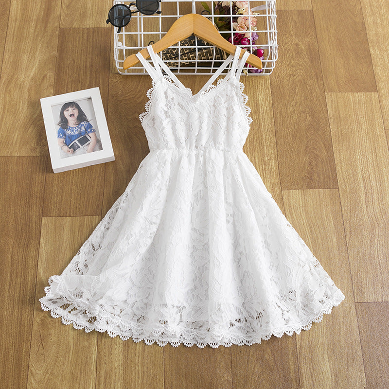 2-7Y Toddler Girls Lace Sling Dresses