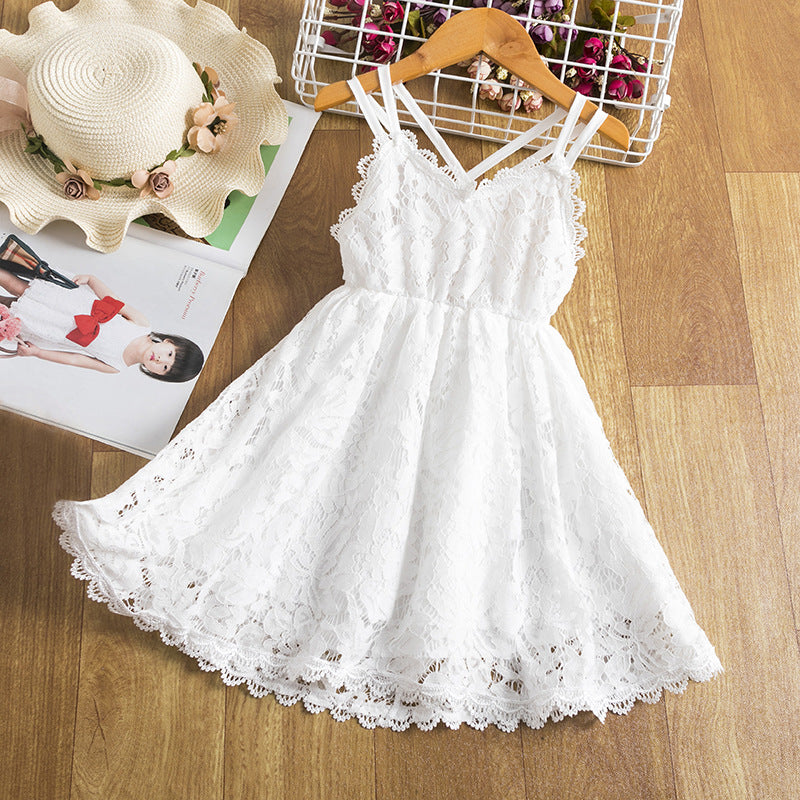 2-7Y Toddler Girls Lace Sling Dresses