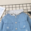 3-8Y Kids Boys Denim Long Sleeve Hooded Jacket And Sports Pants Sets