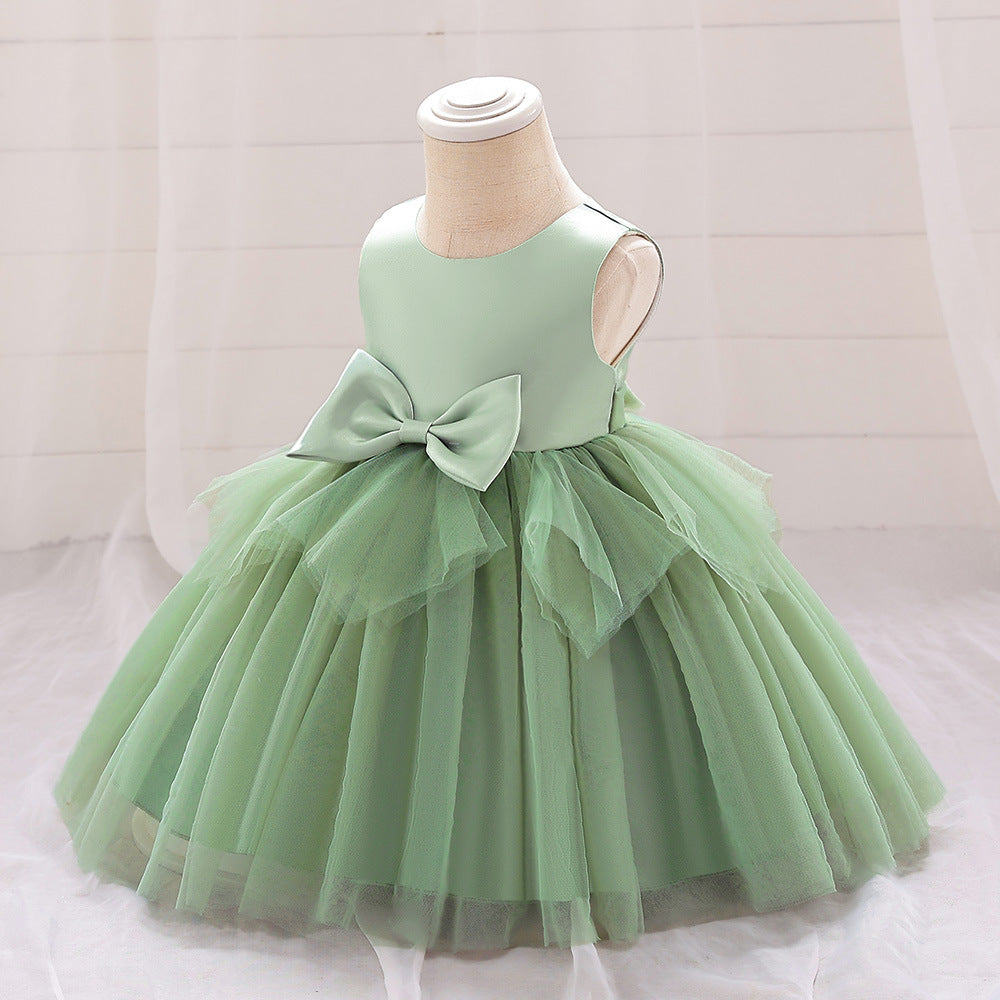 Toddler Girls 2-6Y Irregular Mesh Princess Dress With Bow Knot