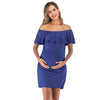 Off-Shoulder Solid Color Midi Dresses Maternity Nursing Clothes MATERNITY