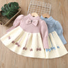 9M-8Y Kids Girls Bow Sweater Knitted Dresses Puff Sleeve