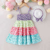 Toddler Girls Rainbow Floral Sling Dresses And Hats