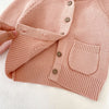 Baby 3-24M Solid Color Pocket Knitted Hooded Sweater Jackets Baby Clothes Knitwear