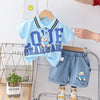 9M-4Y Toddler Boy Sets Short-Sleeved Letter Bear Print Lapel Top And Shorts Boys Clothing SETS