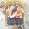 12M-5Y Toddler Boys Sets Contrast Shirts And Striped Shorts