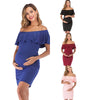 Off-Shoulder Solid Color Midi Dresses Maternity Nursing Clothes MATERNITY