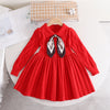 Kids Girls 3-8Y Lapel Knitted Dress With Silk Scarf Kids Boutique Clothing Knitwear
