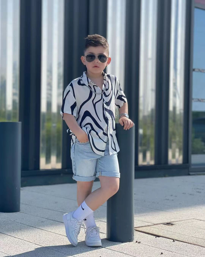 18M-7Y Toddler Boys Trendy Kids Hip Hop Striped Shirts Boys