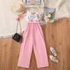 7-12Y Kids Girls Floral Spliced Sling Jumpsuit With Belt Clothing Kidswear Big Kids